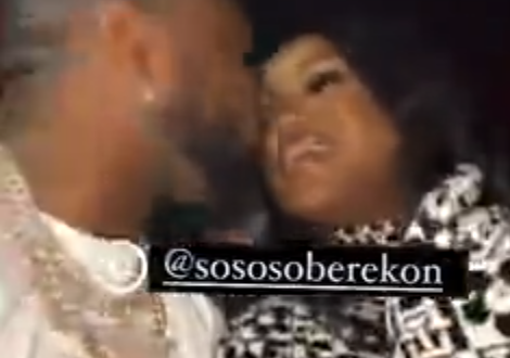 Awww....Davido and Chioma share a kiss at a club in London (video)