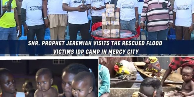 Billionaire Prophet Jeremiah Omoto Fufeyin launches IDP camp in Mercy City, Donates Five Million Naira and daily care to Flood victims (Watch Video)