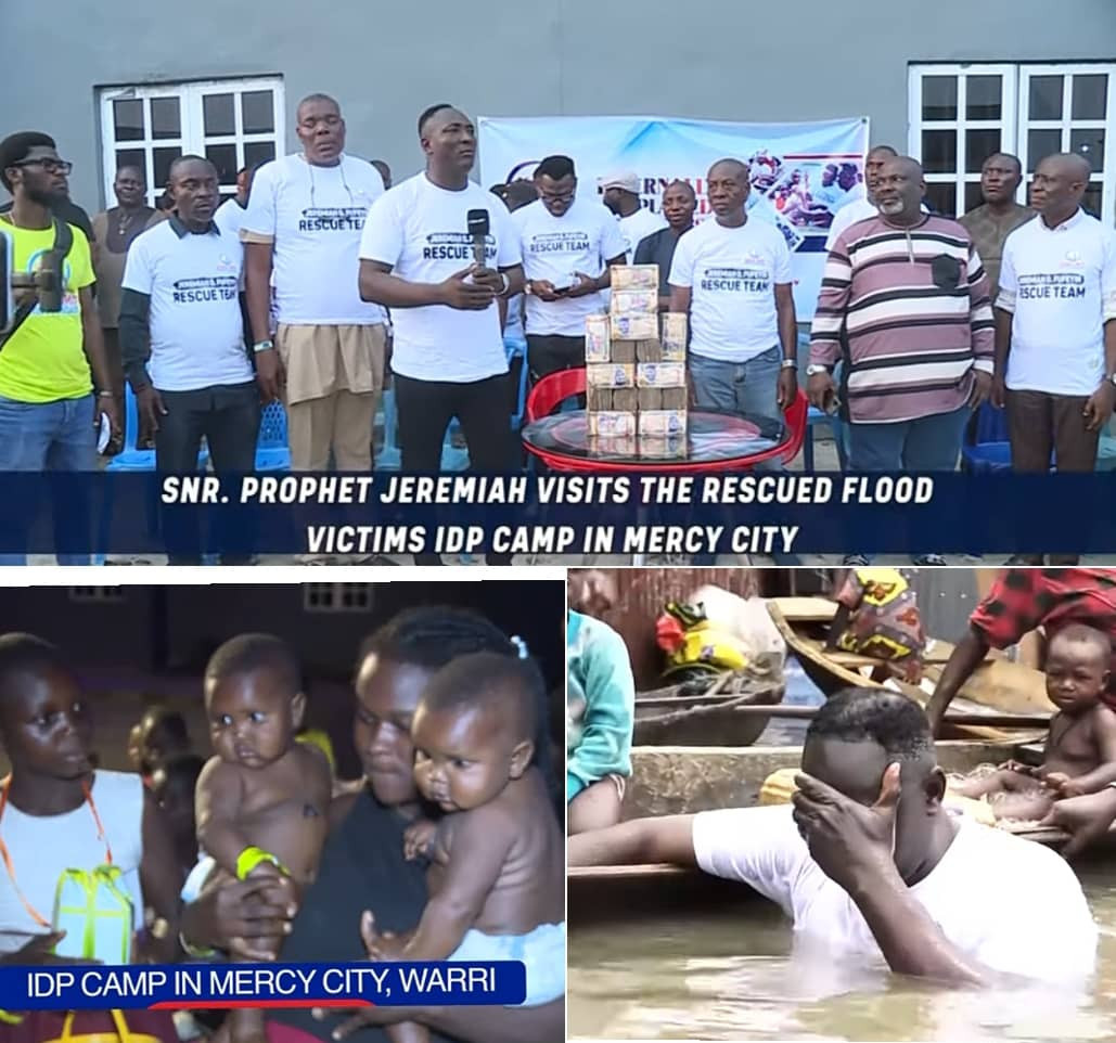 Billionaire Prophet Jeremiah Omoto Fufeyin launches IDP camp in Mercy City, Donates Five Million Naira and daily care to Flood victims (Watch Video)
