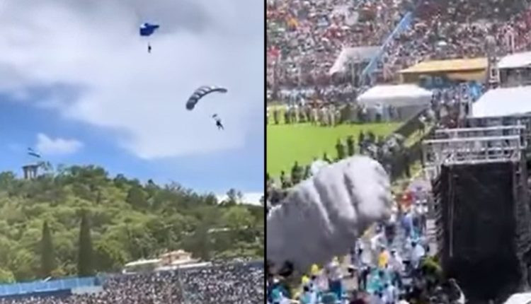 Ugandan paratroopers miss target, crash lands on spectators during Independence Day celebration (video)