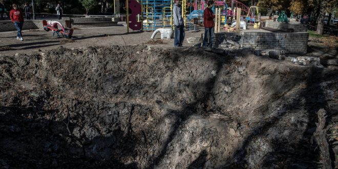 Video: Russian Missile Leaves Gaping Hole at a Kyiv Playground