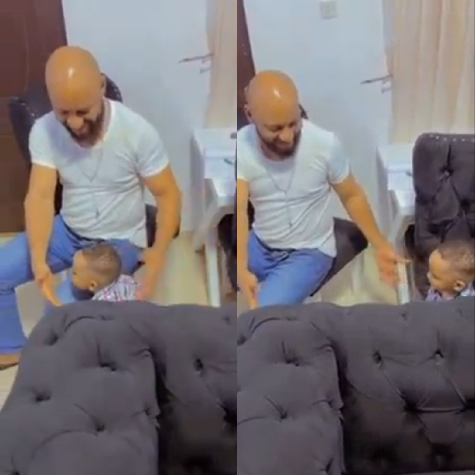 Yul Edochie shares video of him spending time with his second wife and their child (video)