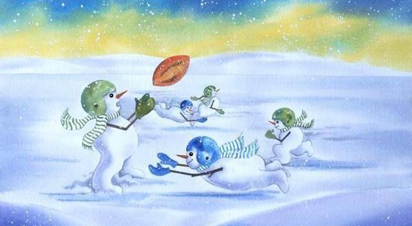 snowmen playing football