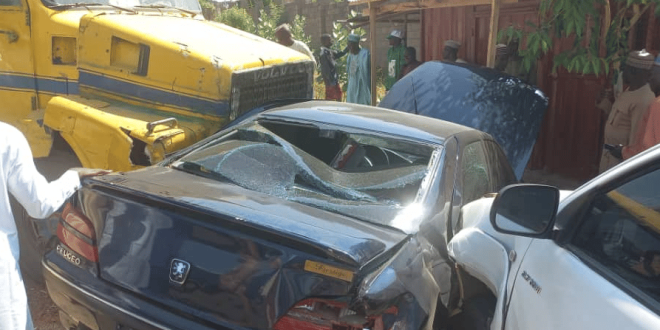 Breaking: Fintiri Escapes Unhurt As Truck Crushes Vehicles In His Convoy