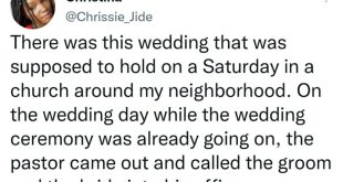 Clergyman calls off wedding after bride-to-be told him that her fianc? has never had sex with her