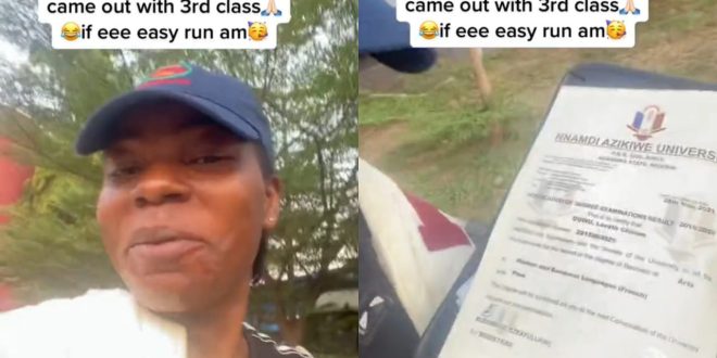 Do it if it is easy - Lady celebrates as she graduates with a 3rd class from UNIZIK (video)