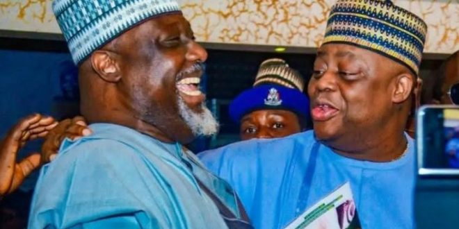 FFK and Dino Melaye hug and laugh weeks after dragging eachother online (video)