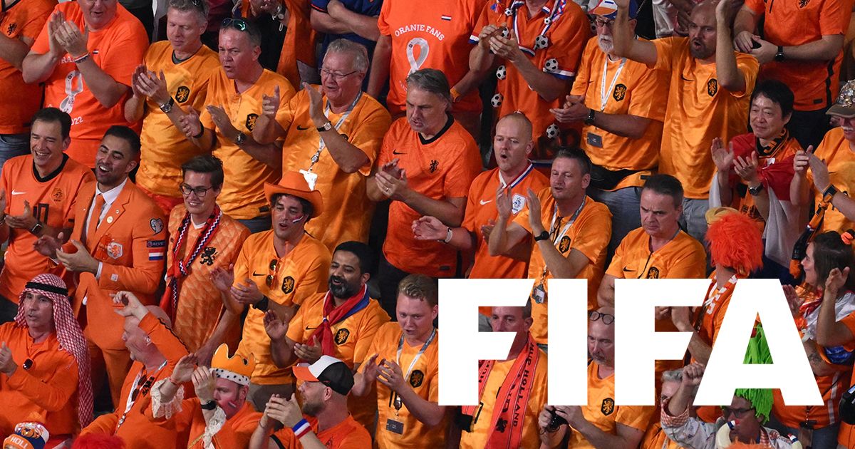 Netherlands supporters cheer during the Qatar 2022 World Cup Group A football match between the Netherlands and Ecuador at the Khalifa International Stadium in Doha on November 25, 2022.