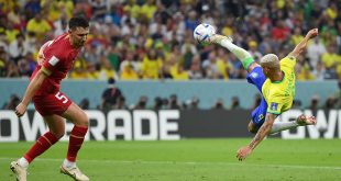 Richarlison gained FOUR MILLION Instagram followers after World Cup 2022 wonder goal : Richarlison of Brazil scores their team