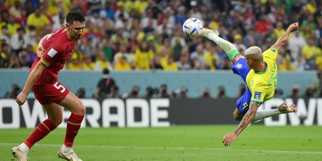 Richarlison gained FOUR MILLION Instagram followers after World Cup 2022 wonder goal : Richarlison of Brazil scores their team