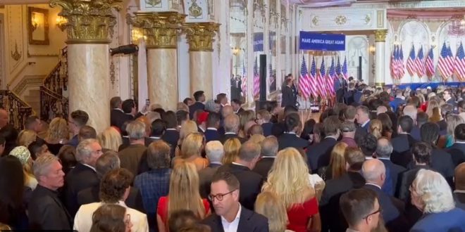 Security refuses to let people leave Trump's announcement