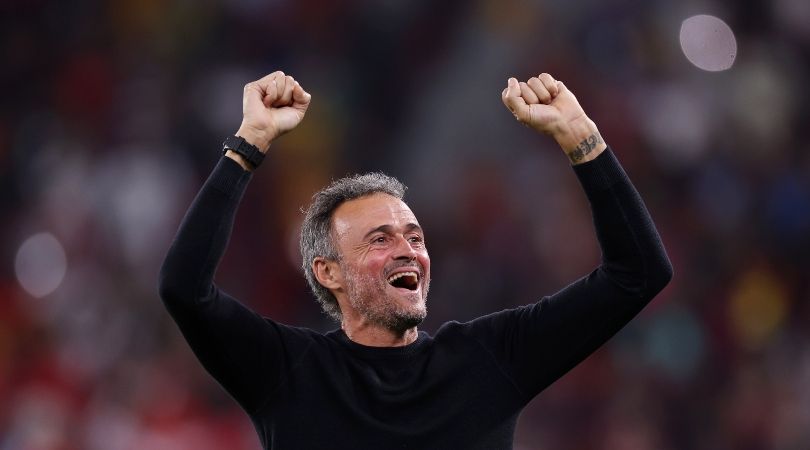 Spain coach Luis Enrique celebrates during his side
