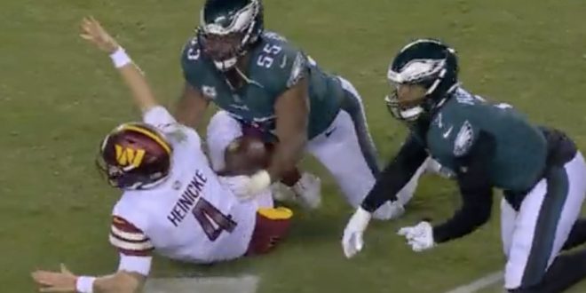 VIDEO: Taylor Heinicke Celebrates Incredibly Dumb Game-Clinching Penalty on the Eagles