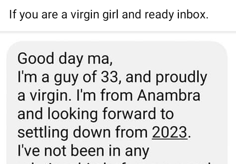 A 33-year-old Nigerian male virgin who is scared of