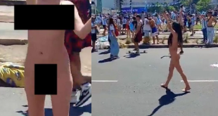 Argentina fan strips naked on very spot where Diego Maradona promised to go nude