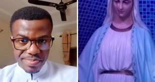 Catholic priest shares photo of Virgin Mary statue bleeding from the eye and says it happened in Lagos
