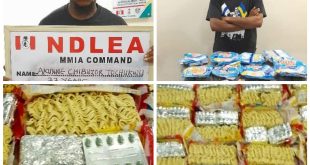 Female freight agent and trader arrested as NDLEA intercepts 1.7million opioid pills concealed in noodles packs, others at Lagos airport (video)