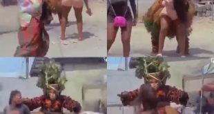 Masquerade forgets his traditional duties as female fan twerks for him (video)