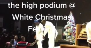 Olusegun Obasanjo, 85,  wows guests as he jumps off podium at an event (video)
