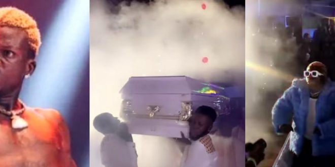 Reactions trail Portable after pulling up stage in a coffin