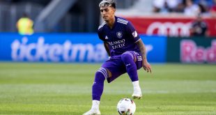 Facundo Torres of Orlando City controls the ball during the MLS match between New York Red Bulls and Orlando City on 13 August, 2022 at the Red Bull Arena in Harrison, New Jersey, United States.