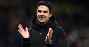 Arsenal manager Mikel Arteta celebrates the win after the Premier League match between Tottenham Hotspur and Arsenal FC at Tottenham Hotspur Stadium on January 15, 2023 in London, United Kingdom.