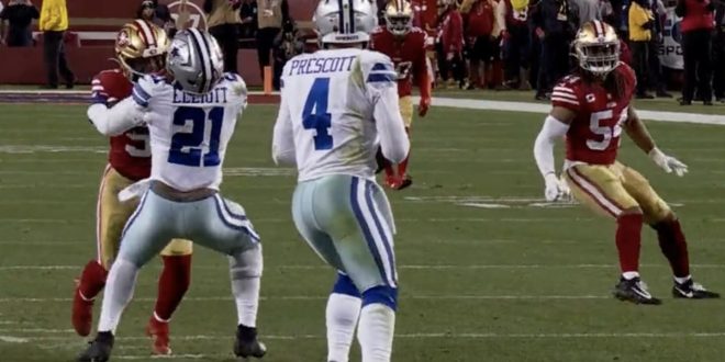 Dallas Cowboys' Outrageous Final Play Featured Ezekiel Elliott Getting Blown Up at Center