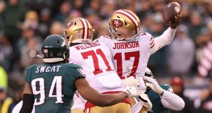 Josh Johnson Knocked Out Leaving Niners With Choice Between Injured Brock Purdy and Running Backs