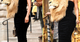 Kylie Jenner wears lion head dress at the Schiaparelli Fashion show in Paris (photos/video)