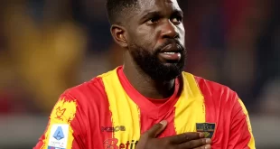 Lecce defender Samuel Umtiti leaves the pitch in tears after he and his teammate were racially abused by Lazio fans