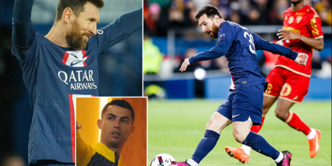 Lionel Messi is now level with Cristiano Ronaldo on 696 goals in Europe