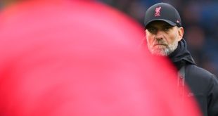 Liverpool manager Jurgen Klopp looks on during defeat to Brighton in the FA Cup in January 2023.