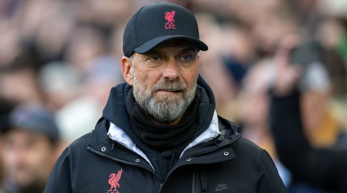 Liverpool manager Jurgen Klopp looks on ahead of the Premier League match between Brighton & Hove Albion and Liverpool on 14 January, 2023 at the Amex Stadium in Falmer, United Kingdom.
