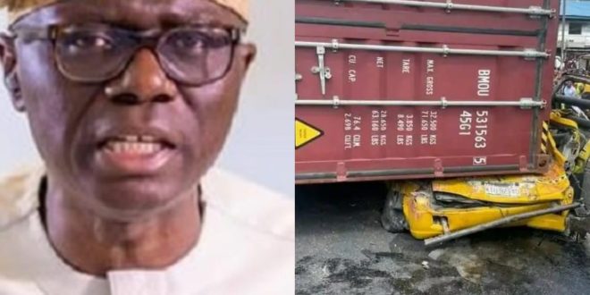Ojuelegba container accident: Gov Sanwo-Olu orders trial of truck owner and driver