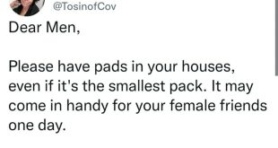 'Please have pads in your houses. It may come in handy for your female friends one day' - Nigerian lady advises men