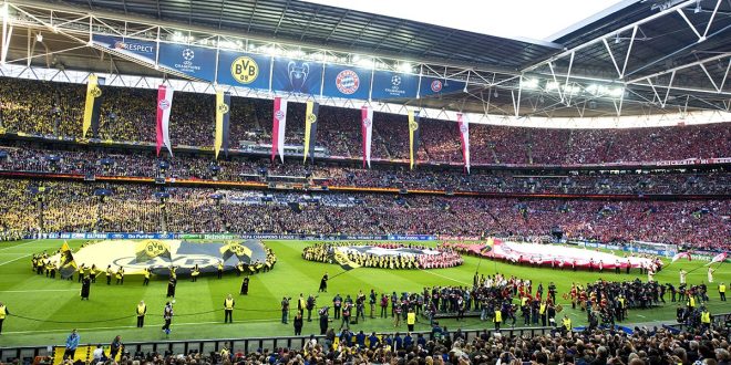 Wembley Stadium prior to the 2013 Champions League final between Bayern Munich and Borussia Dortmund