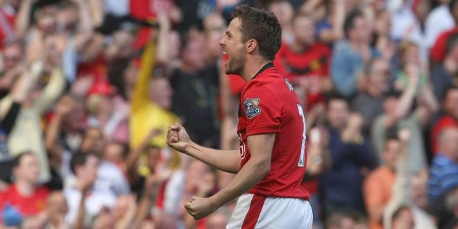 Michael Owen of Manchester United celebrates scoring their third goal during the Barclays Premier League match between Manchester United and Manchester City at Old Trafford on September 20 2009, in Manchester, England.
