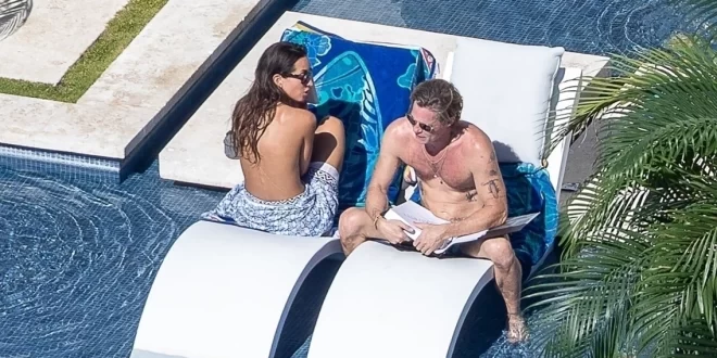 Shirtless Brad Pitt sunbathes with topless girlfriend Ines de Ramon (photos)