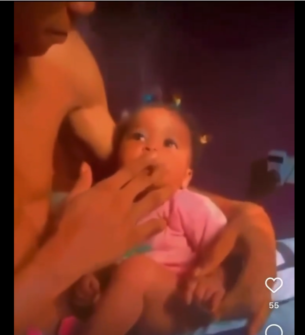Video of a young man giving his little daughter marijuana to smoke goes viral online