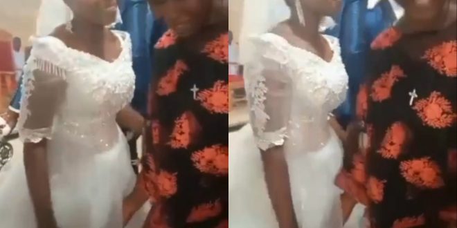 Wedding guest captured touching bride inappropriately at her church wedding sparks concern (video)