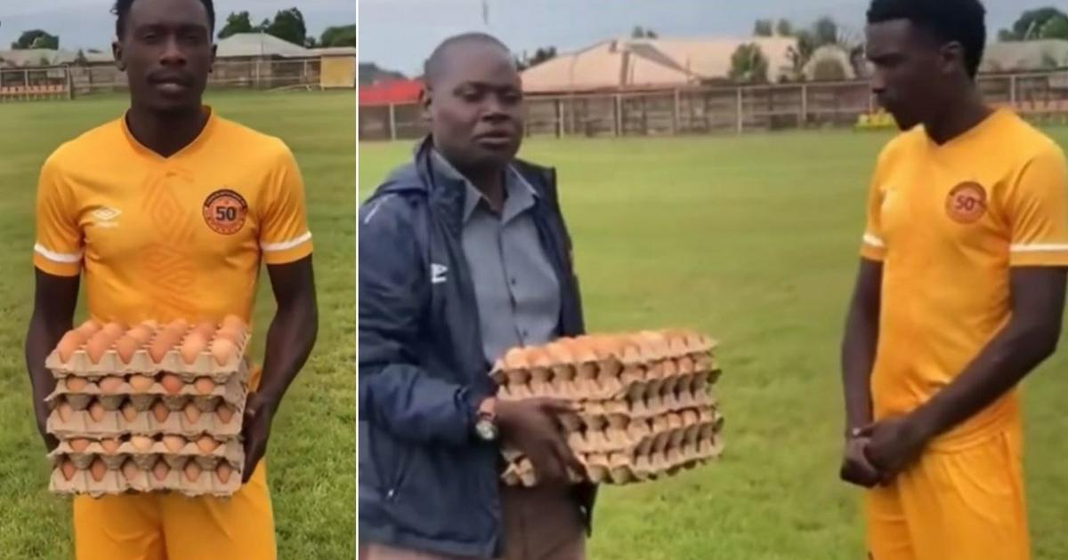 Zambian player receives 5 crates of eggs as Man of the match award