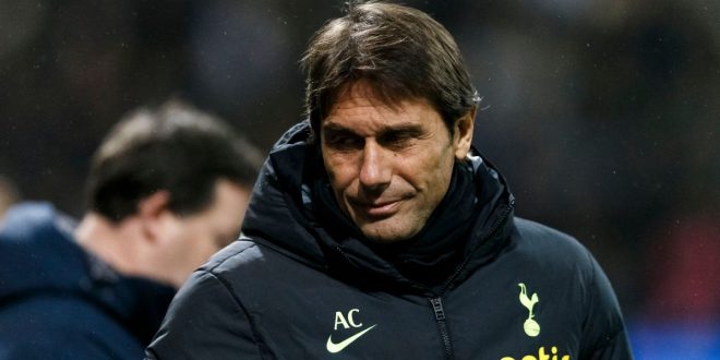 Tottenham Hotspur head coach Antonio Conte reacts during the Emirates FA Cup fourth round match between Preston North End and Tottenham Hotspur at Deepdale in Preston, United Kingdom on 28 January, 2023.