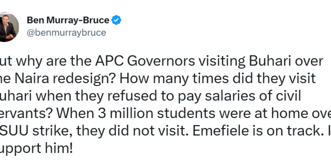 APC Governors never visited Buhari over ASUU strike and salaries owed to civil servants but are now visiting over Naira redesign - Ben Bruce
