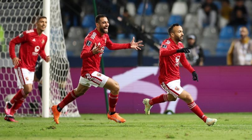Mohamed Magdy of Al Ahly celebrates after scoring his team