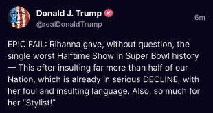Donald Trump slams Rihanna's Super Bowl Performance