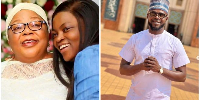 Funke Akindele's ex-husband JJC Skillz comforts her following mum's passing