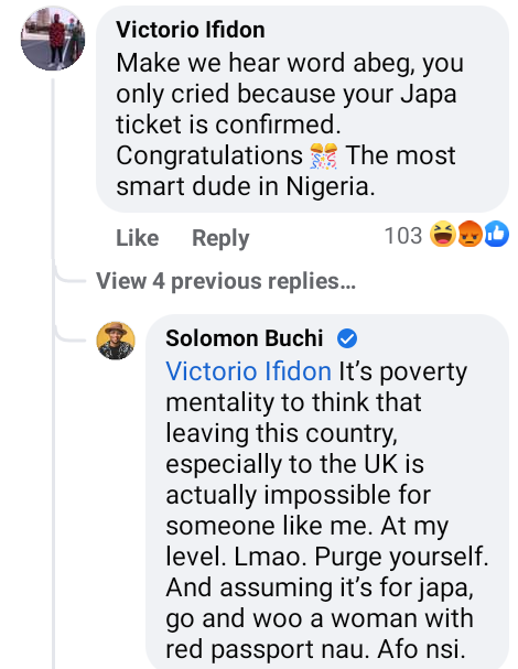 "Go and woo a woman with a red passport" - Solomon Buchi replies man who said the influencer cried on his wedding day because his 'Japa ticket is confirmed'