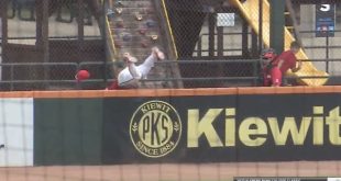 Houston Center Fielder Dives Over Outfield Fence for Catch of the Year