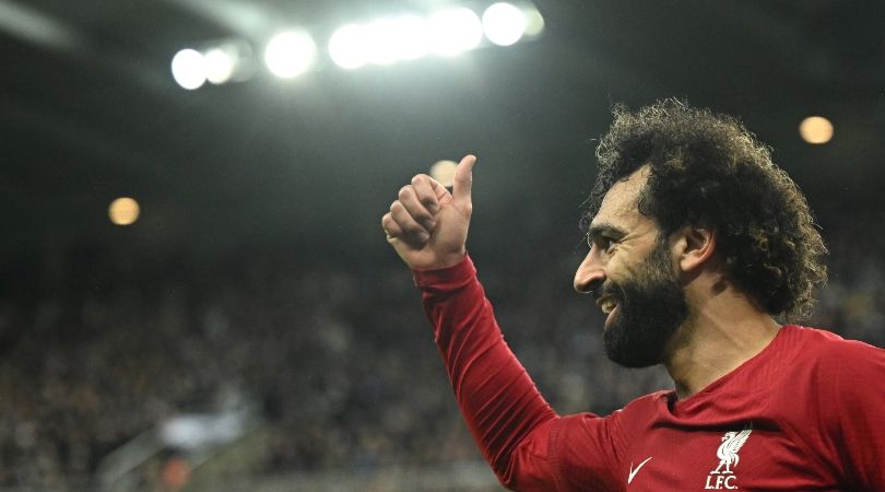 Mohamed Salah of Liverpool gestures during his team
