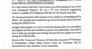 Makerere University student drowns in swimming pool while trying to save a child